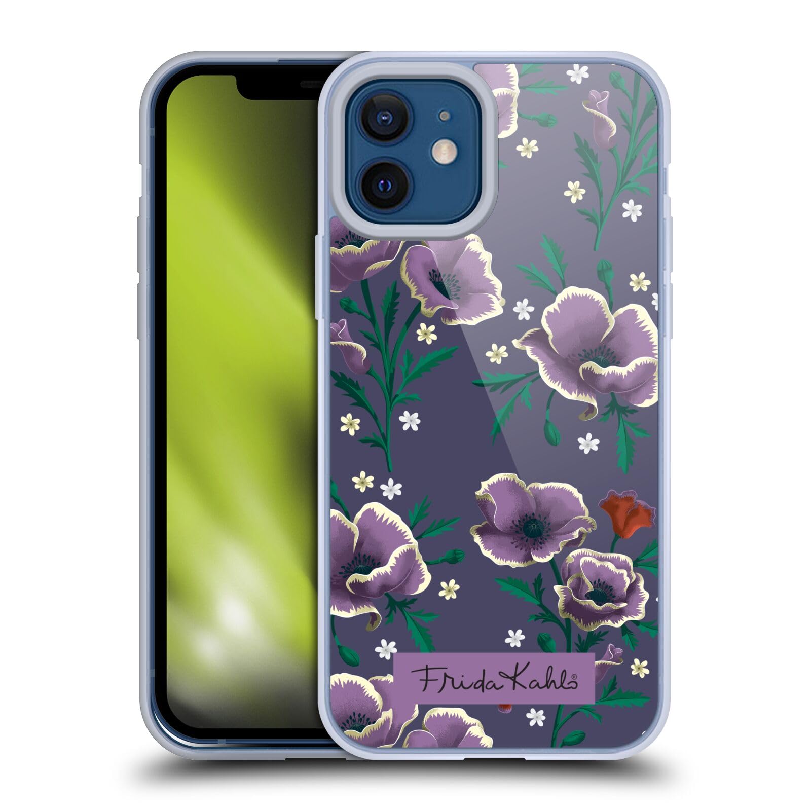 Official Frida Kahlo Purple Flowers iPhone 12 Case - Soft Gel Phone Cover for Apple iPhone 12 & 12 Pro - Artistic Protection for Everyday Use & Gift Giving