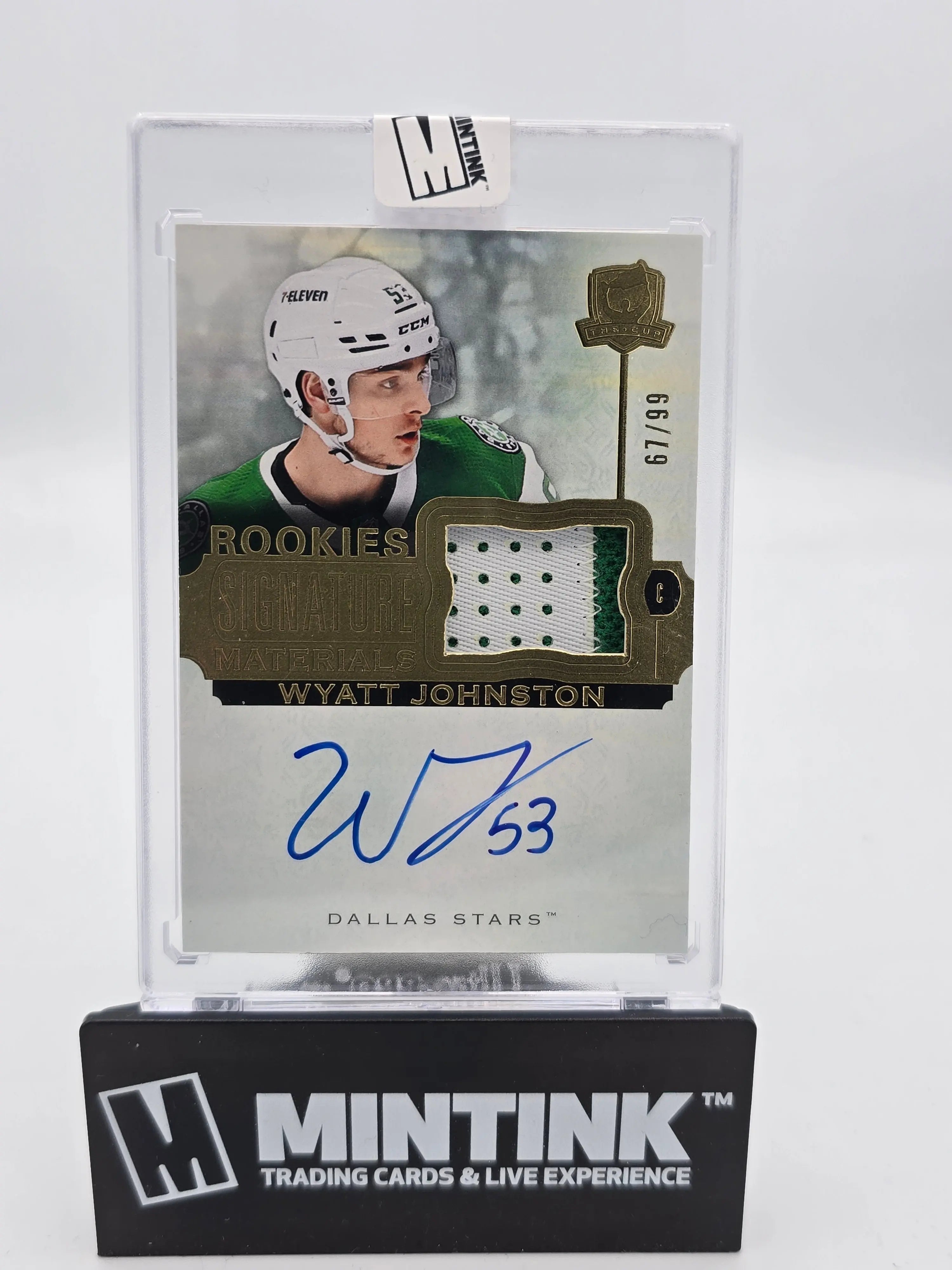 2022-23 Upper Deck The Cup Wyatt Johnston Rookie Patch Gold Foil Autograph Card /99 - Hockey Collectible for NHL Fans & Memorabilia Enthusiasts
