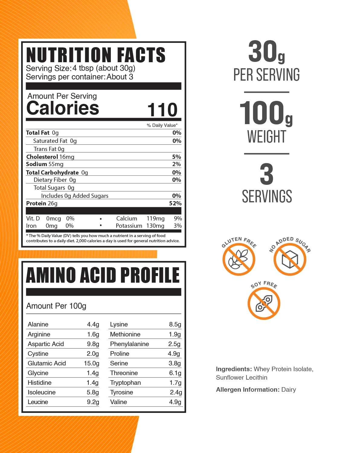 Hydrolyzed Whey Protein Isolate Powder - Unflavored, Gluten Free, 30g per Serving - 100g (3.5 oz) Pack | Clear Whey Isolate for Post-Workout Recovery & Muscle Building | BulkSupplements.com