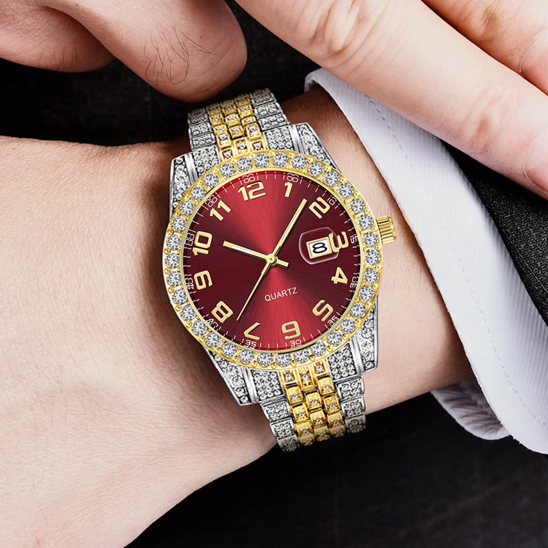 Luxury Men's Diamond Watch - Bling Iced-Out Hip Hop Wristwatch with Crystal Rhinestones for Men | Perfect for Parties, Gifts & Fashion Statements