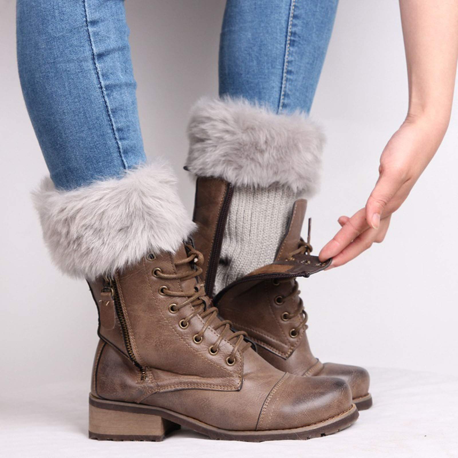 Women's Knit Boot Toppers - 2 Pairs Plush Winter Leg Warmers & Socks for Cold Weather - Cozy Boot Cuffs for Snow, Hiking and Indoor Comfort