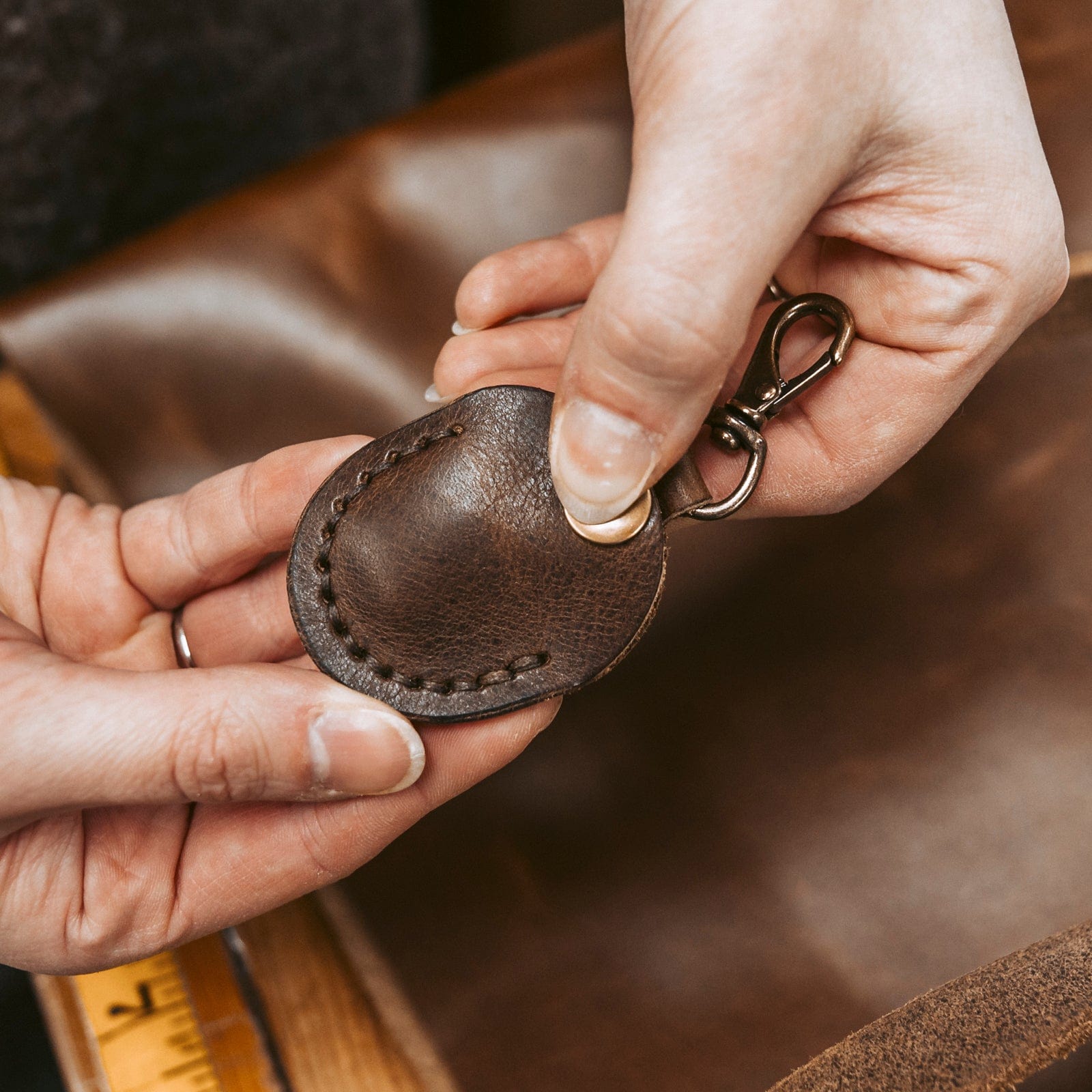 Premium Leather AirTag Case in Heritage Brown - Durable & Stylish Keychain Accessory for Travel, Luggage & Everyday Use