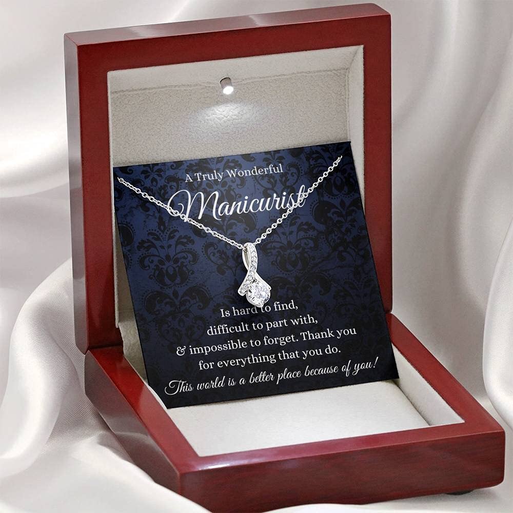 Handmade Personalized Message Card Jewelry Necklace - Elegant Petit Ribbon Pendant for Nail Technicians & Artists (White & Gold) | Perfect Christmas Gift for Manicurists, Nail Artists & Creative Professionals