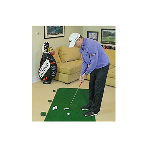 Premium Golf Competitor V2 Series 3' x 9' Practice Putting Mat with 3 Cups - Indoor/Outdoor Golf Training Green for Home, Office & Backyard Practice