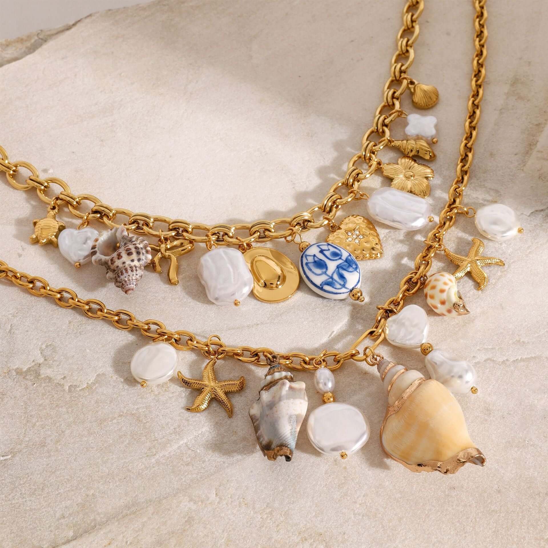 Boho Starfish Conch Shell Necklace - Handmade Beach Jewelry for Women | JDN5011 | Perfect for Summer Vacations, Beach Weddings & Boho Fashion Accessories