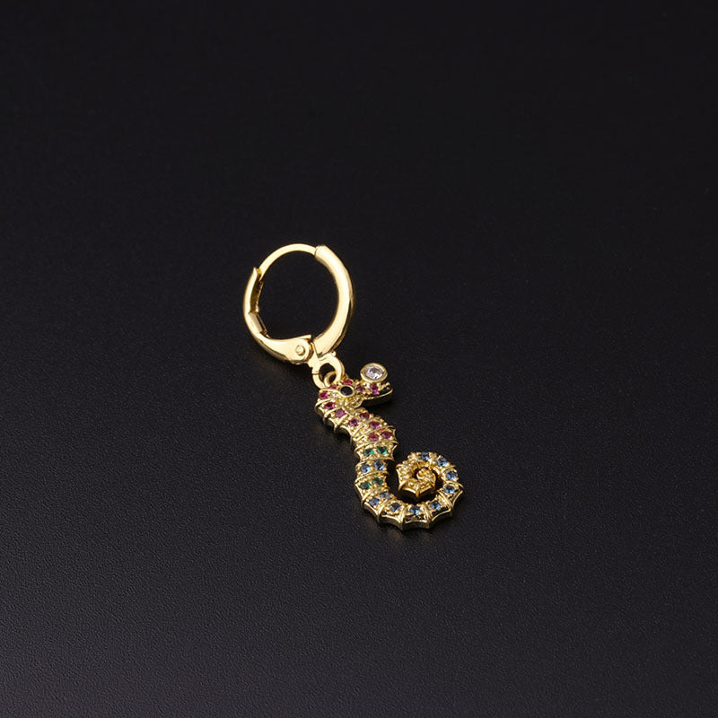 18K Gold Ocean Animal Dangle Hoop Earrings - Dolphin, Starfish & Seahorse Designs | Elegant Jewelry Gift for Women | Perfect for Beach Vacations, Summer Outfits & Casual Wear