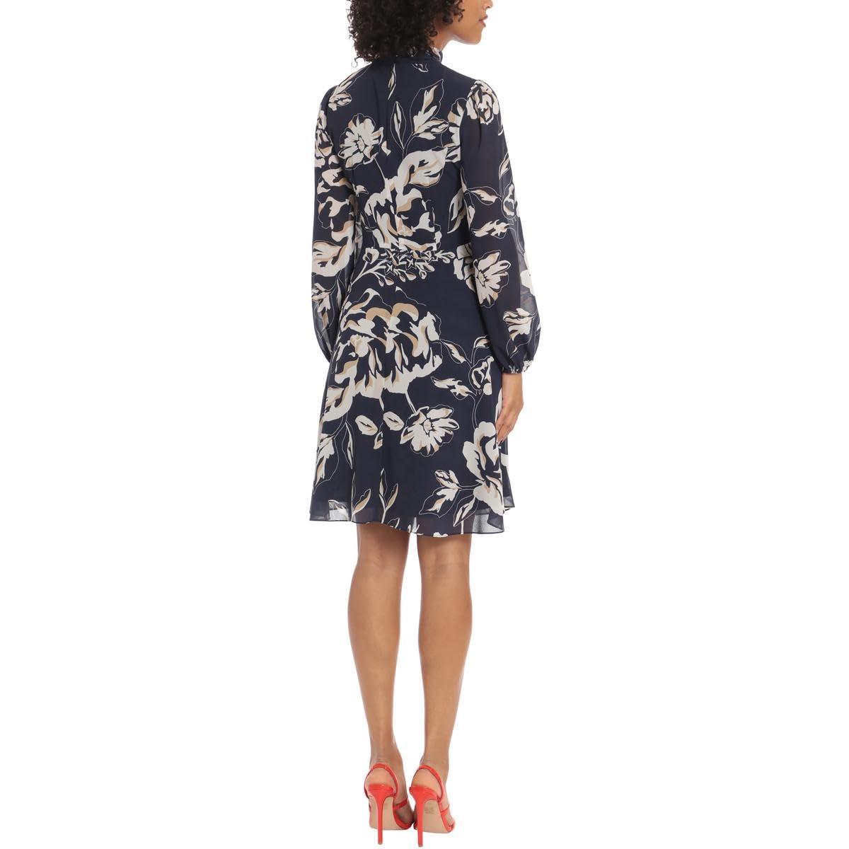 Maggy London Women's Long Sleeve Mock Neck Dress with Tie for Work & Events