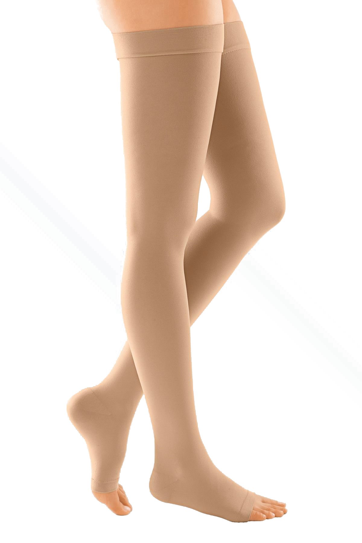 Medi Duomed Soft (BS CCL 2) Thigh-High Compression Stockings with Silicone Top Band - Open Toe, Beige, Medium | Ideal for Varicose Veins, Edema & Post-Surgery Recovery