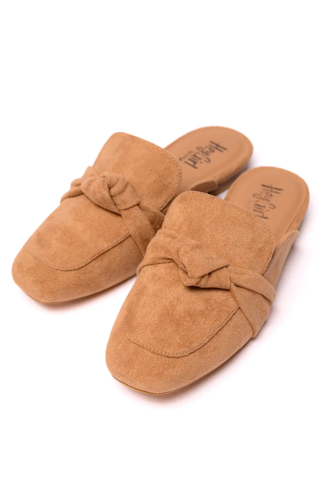 Women's Comfortable Clingy Mules in Camel Faux Suede - Slip-On Loafers for Casual Wear, Office & Everyday Outfits
