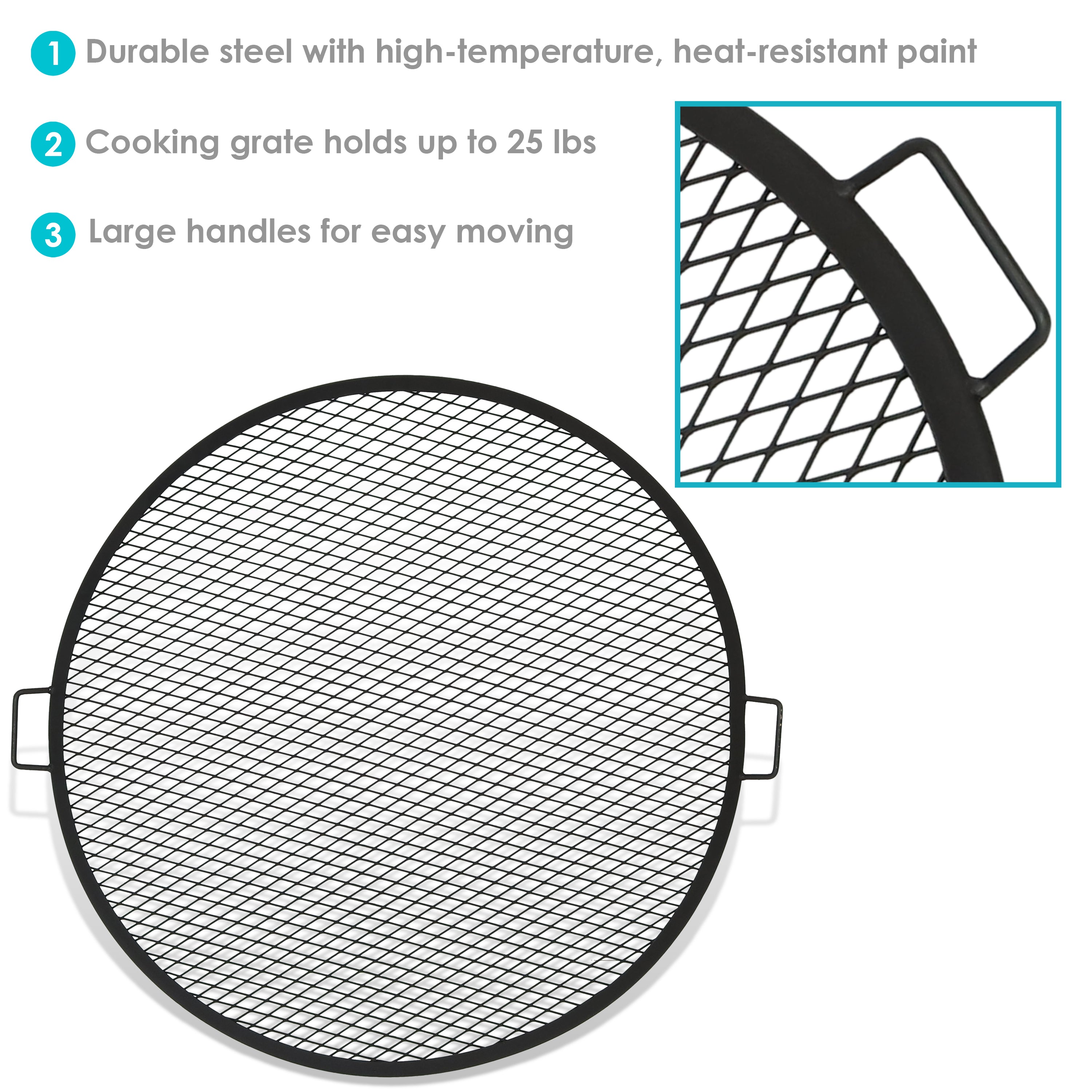 Sunnydaze X Marks Round Cooking Grate - Heavy Duty Campfire Grill for Outdoor BBQ, Picnics & Backyard Grilling - Perfect for Camping, Tailgating & Patio Use