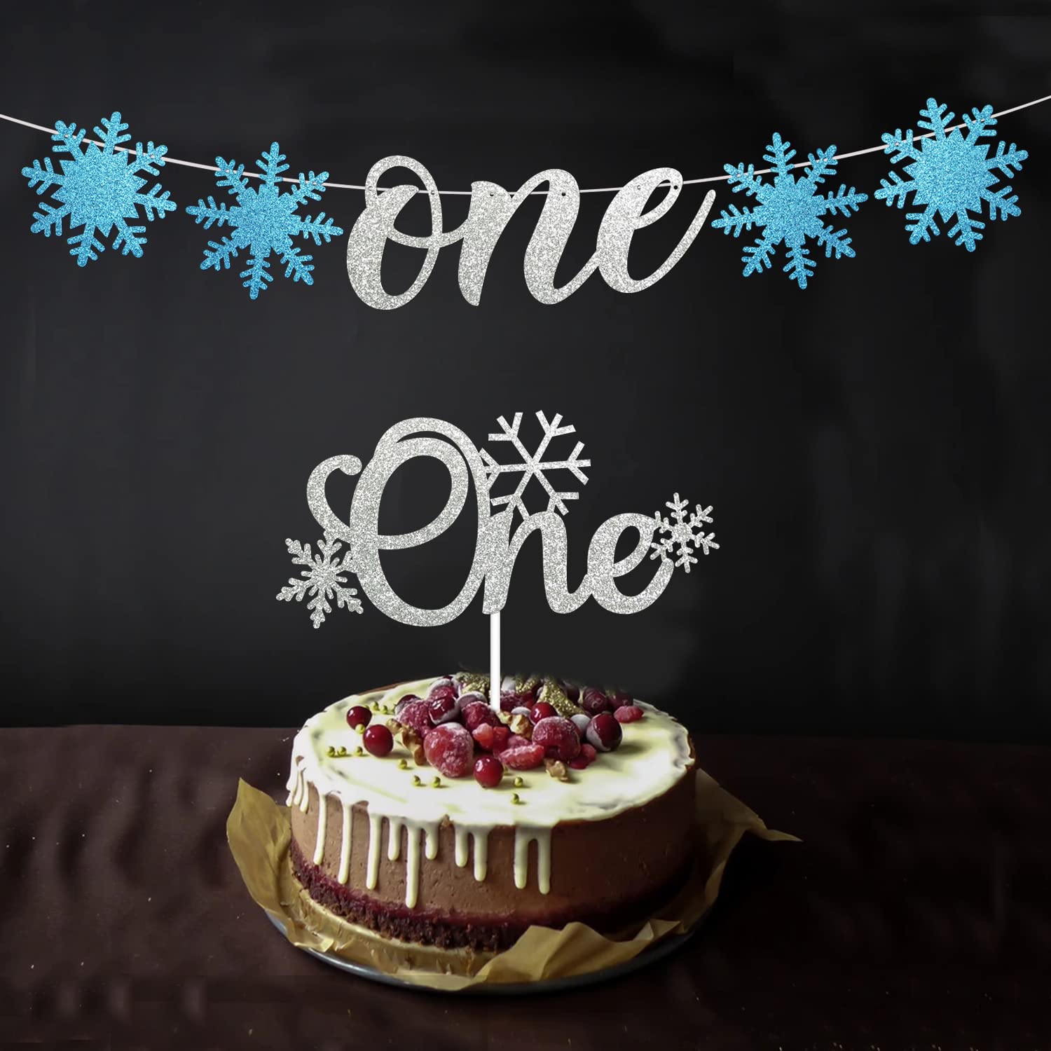 Snowflake One Banner & Cake Topper - Winter Onederland 1st Birthday Decorations for Girls | Perfect for Snowflake-Themed First Birthday Parties, Baby Showers & Winter Celebrations