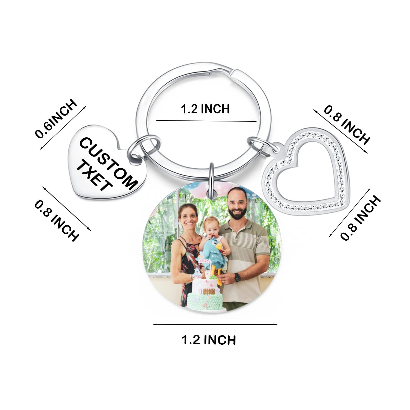 Custom Photo Keychain - Personalized Birthday Gifts for Women, Wedding Favors, Anniversary Present for Husband & Boyfriend | Great for Couples, Party Favors & Keepsakes
