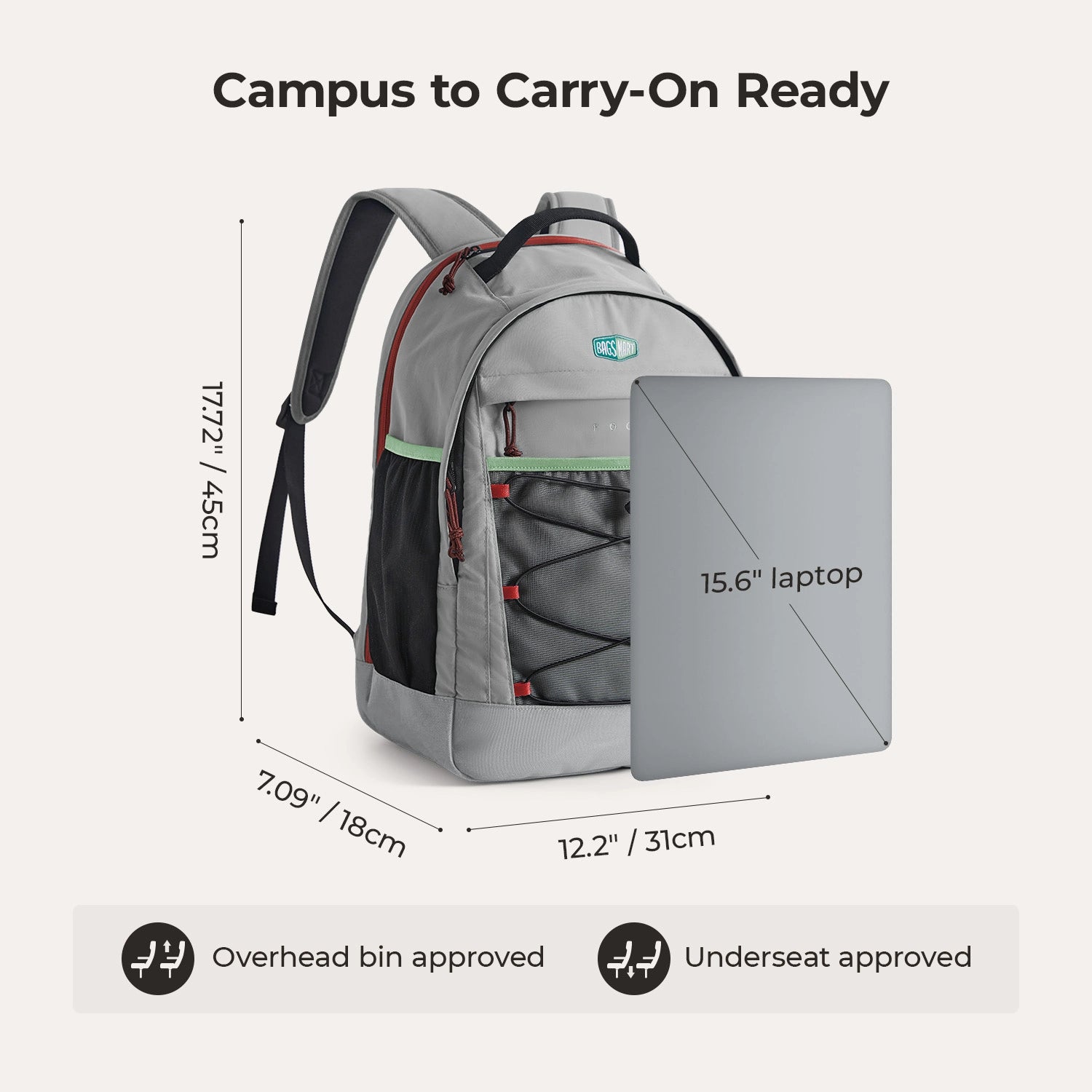 15.6 Inch Laptop Backpack for Men & Women - Waterproof Travel Backpack with USB Charging Port - Perfect for Work, School, and Business Trips