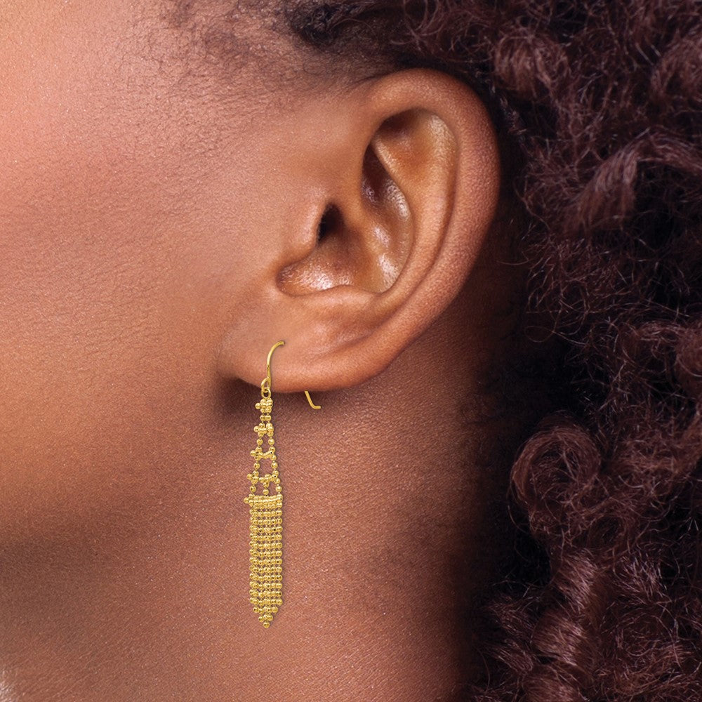 Gold Fancy Hanging Beaded Earrings SF1631 - Elegant Dangle Jewelry for Women, Perfect for Parties, Weddings & Special Occasions