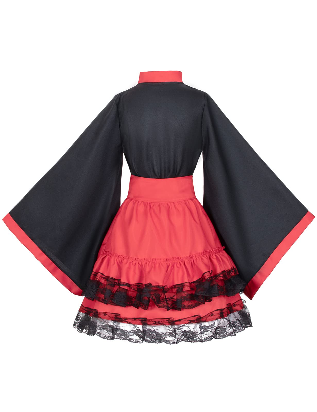 Japanese Anime Red and White Fox Kimono Cosplay Costume Set with Tabi Socks - Perfect for Halloween, Cosplay Events, Anime Conventions, and Themed Parties