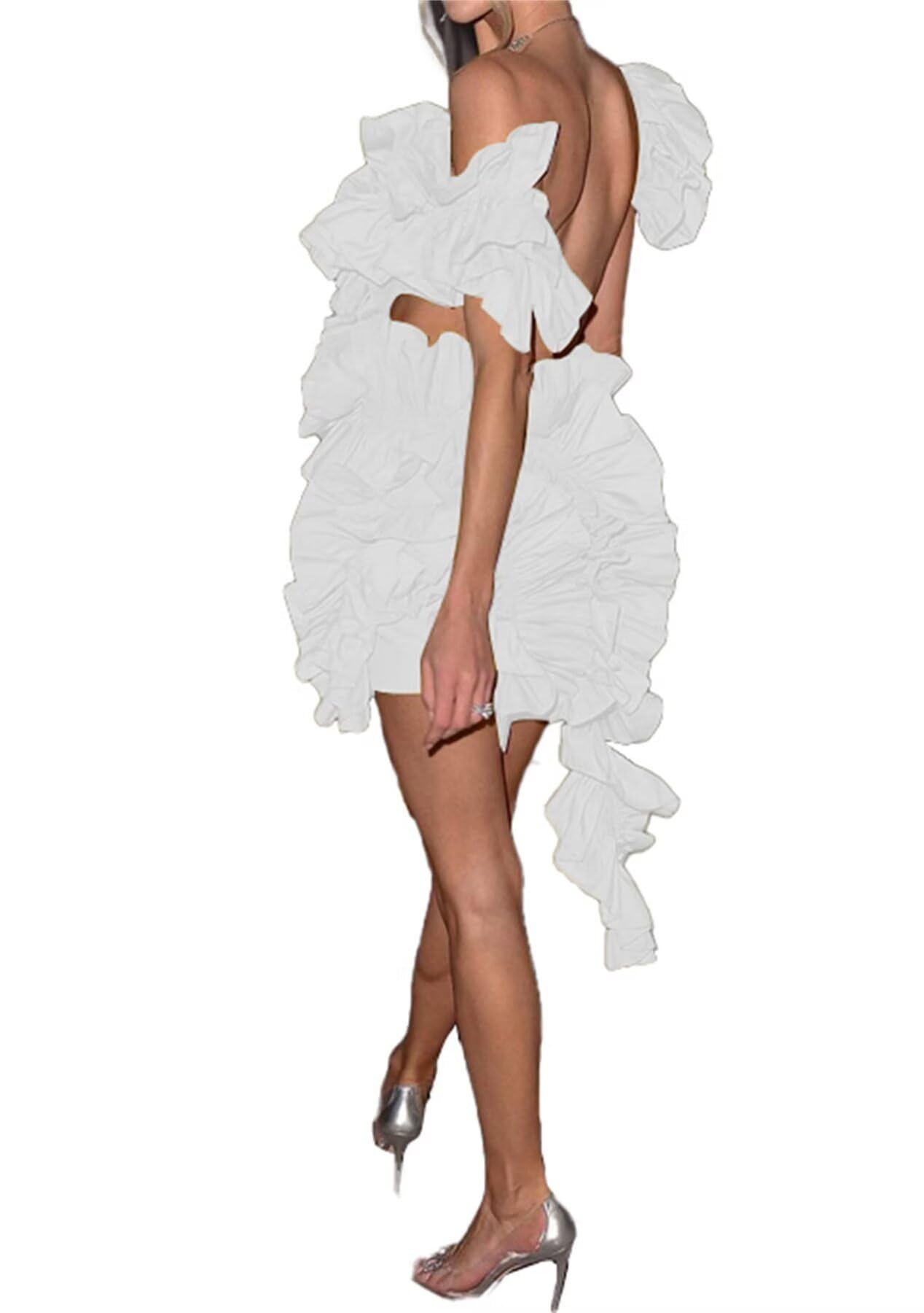 LROSEY Women's Sexy Bodycon Mini Dress with Ruffle & Asymmetrical Design - Sleeveless Cocktail Party Dress for Birthday, Wedding Guest & Formal Events | Perfect for Night Out, Date Night & Special Occasions