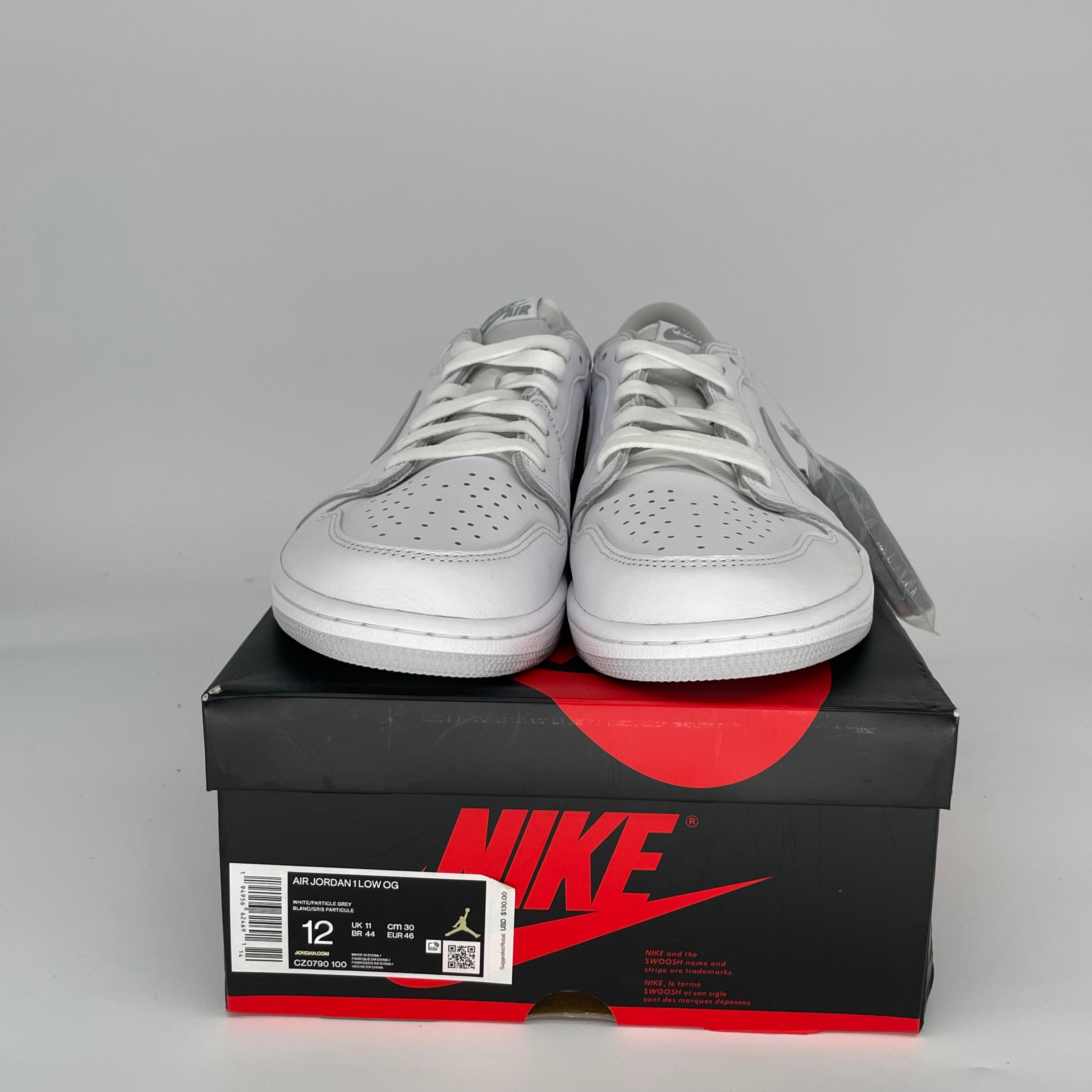Original Air Jordan 1 Low Neutral Grey Men's Sneakers - Size 12 (CZ0790-100) - Retro Basketball Shoes for Casual Wear & Street Style