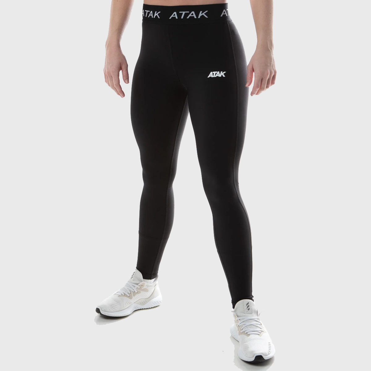 Atak Sports Women's High-Waisted Compression Tights - Moisture Wicking Workout Leggings for Running, Yoga & Gym - Black Athletic Pants for Women's Fitness & Training