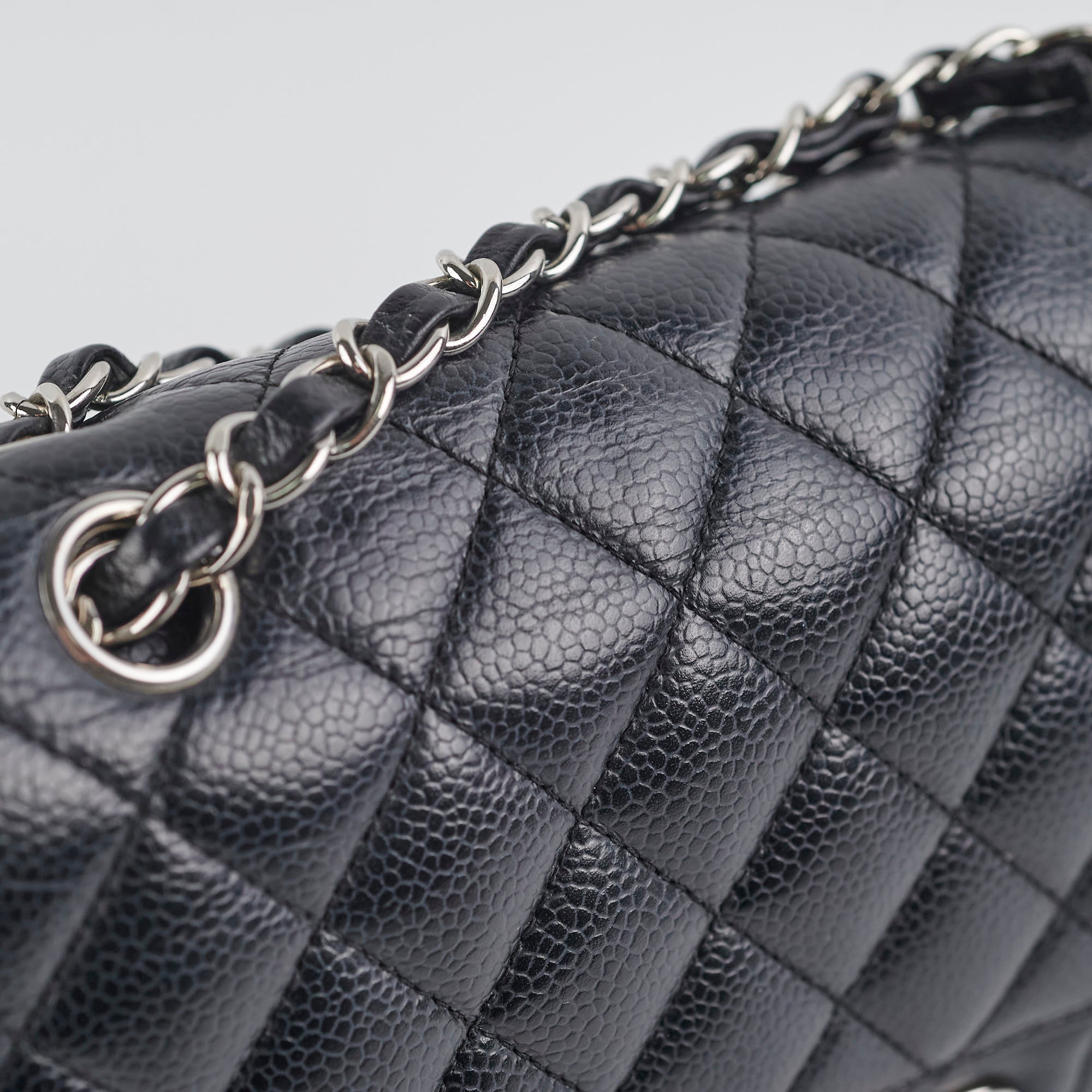 Chanel Caviar Leather Medium/Large Double Classic Flap Bag in Black | Luxury Designer Handbag for Women | Perfect for Work, Evening Events & Everyday Use