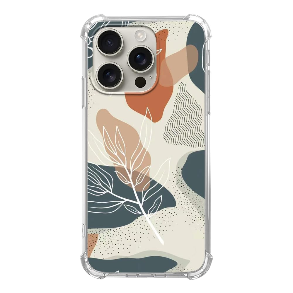 Floral Abstract Modern Art Phone Case for iPhone 16 Pro - Boho Minimalist Botanical Design, Trendy Cool TPU Bumper Cover - Perfect for Everyday Use, Office & Travel Protection