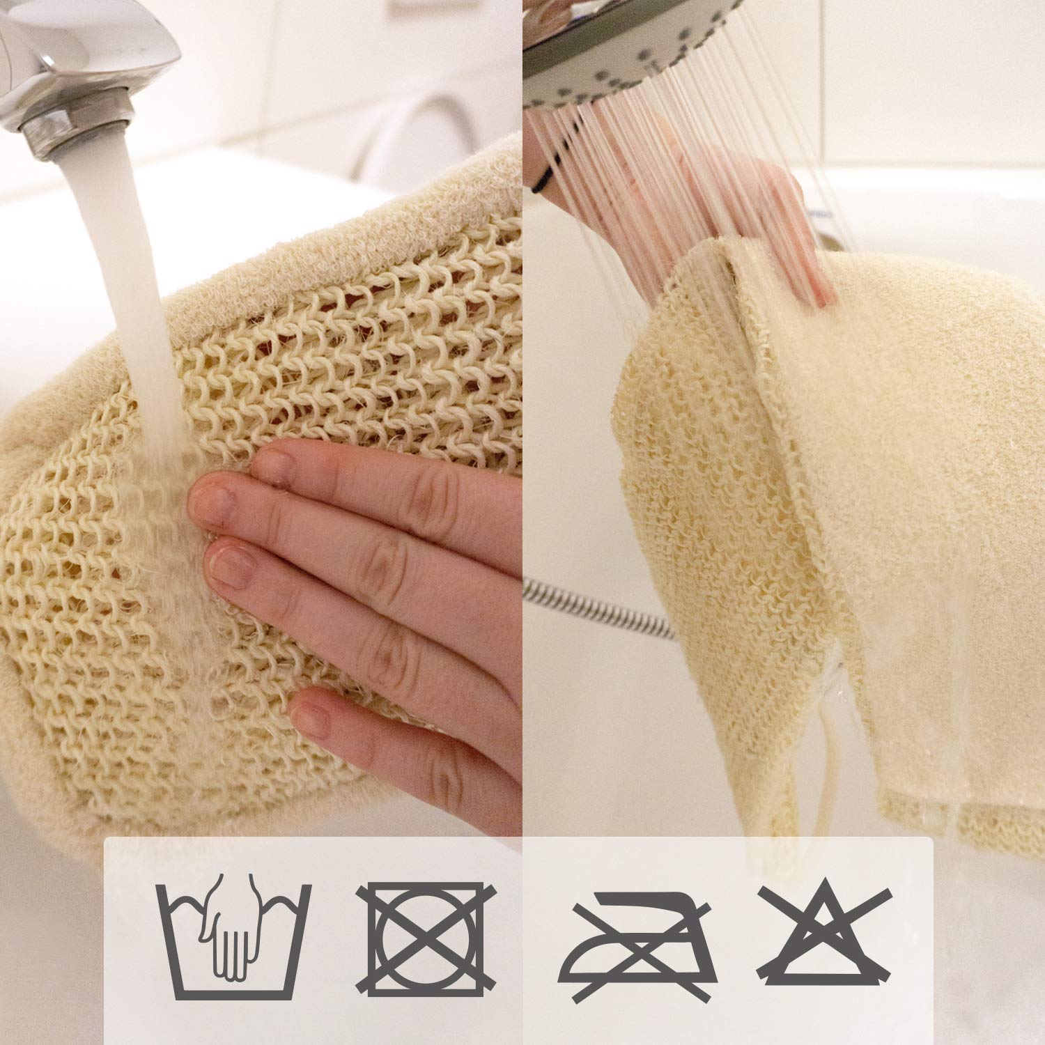 Dual-Sided Massage Belt for Back Scrub, Body Exfoliation & Dry Brushing - Organic Sisal & Cotton - Perfect for Spa, Home Relaxation & Skin Care Routine