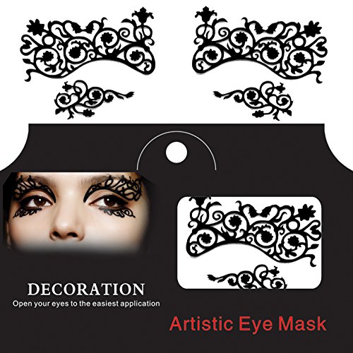 ERCZYO Temporary Eye Tattoo Stickers - Halloween Lace Squishy Eyeliner, Masquerade Face Cutouts for Costume Parties & Festive Events (White)