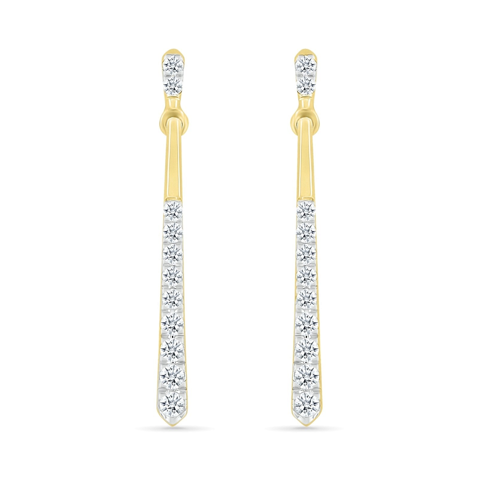 10k Yellow Gold Long Diamond Dangle Stud Earrings for Women - Elegant Everyday Jewelry & Special Occasion Gift