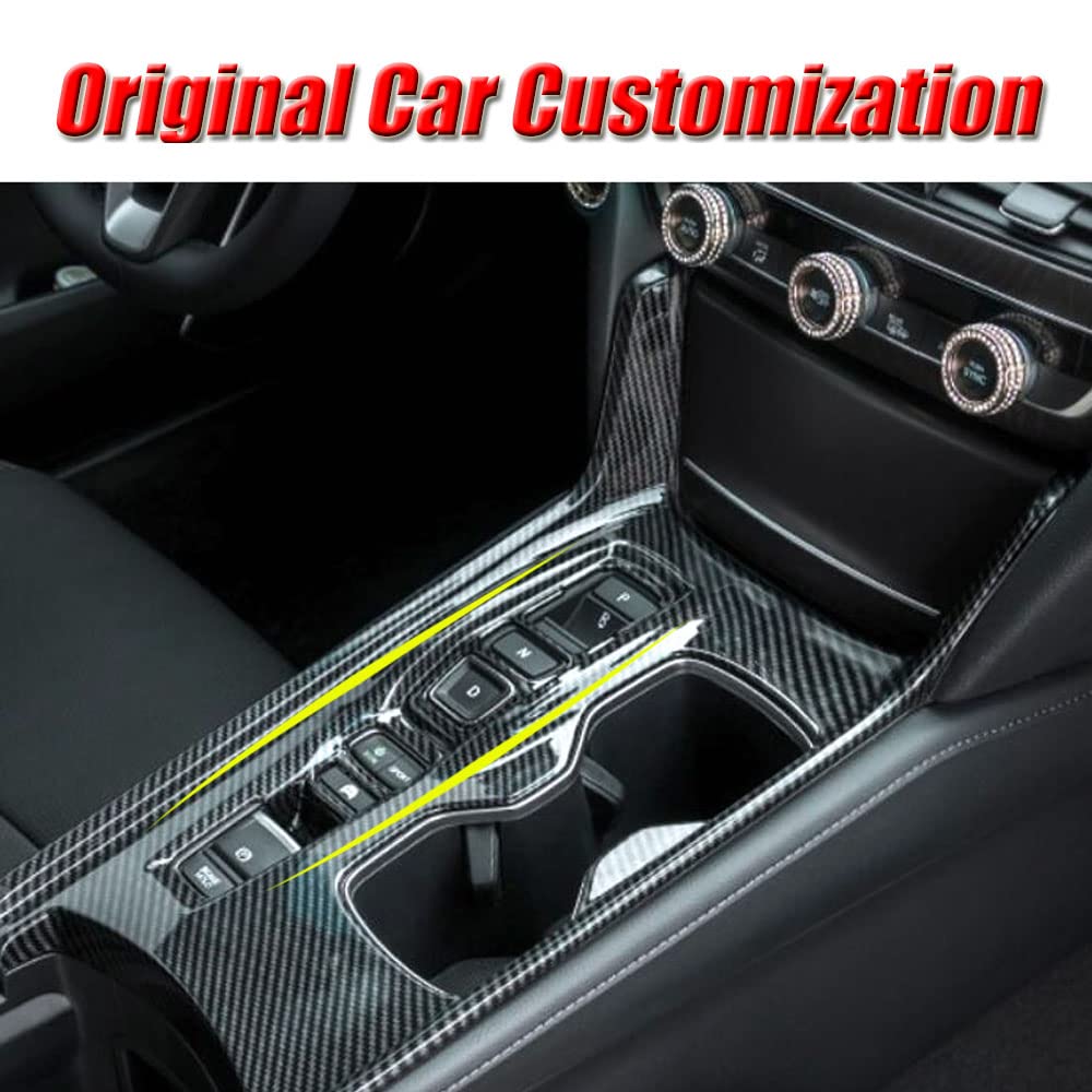 BOYUER ABS Carbon Fiber Center Console Trim for Honda Accord Hybrid 2018-2022 - 2-Piece Gear Shift Panel & Cup Holder Cover (Without Gear Lever) | Interior Upgrade for Enhanced Style & Protection