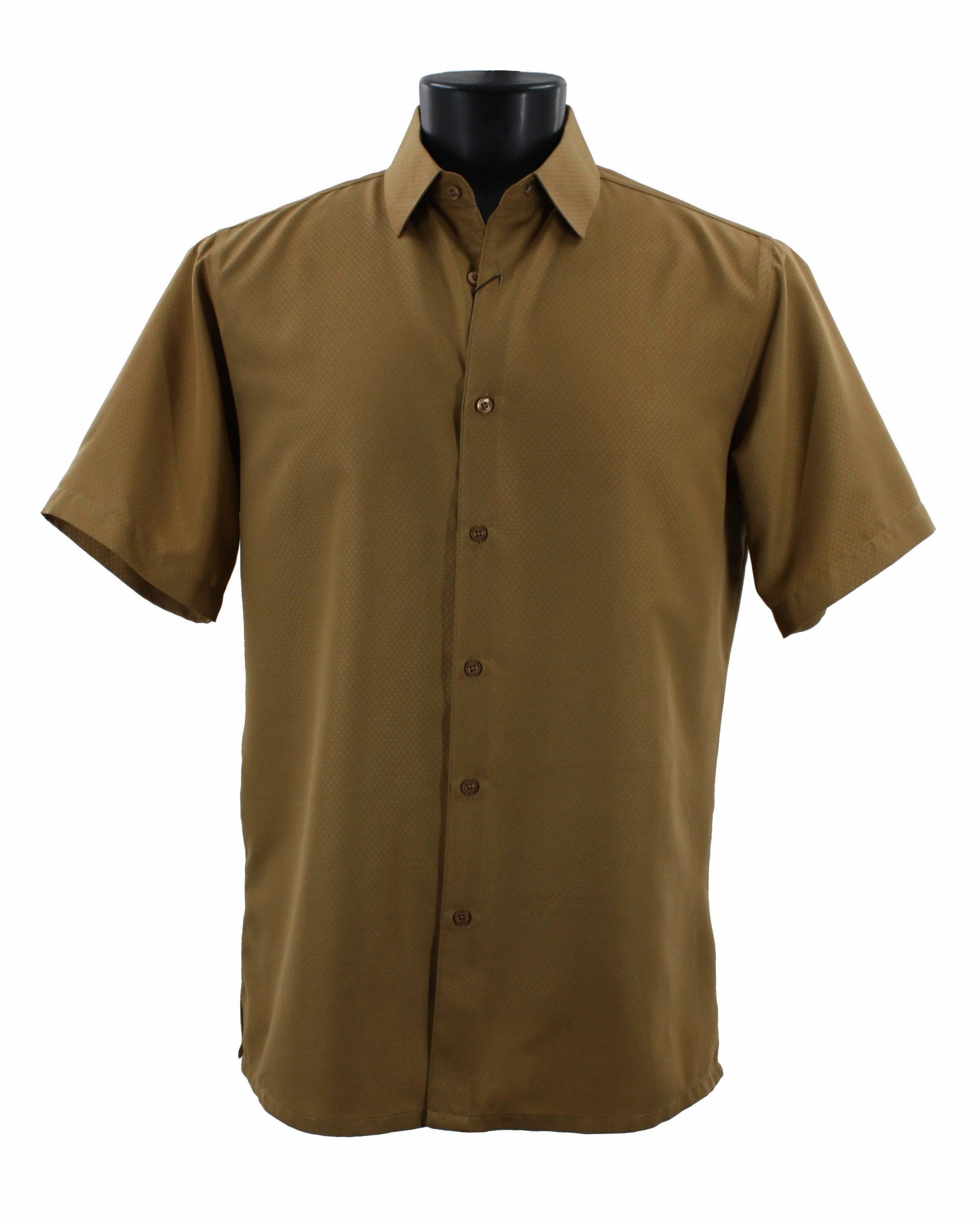 Bassiri Men's Short Sleeve Casual Shirt B2026 in Gold - Perfect for Summer Outfits, Beach Wear & Casual Office Attire