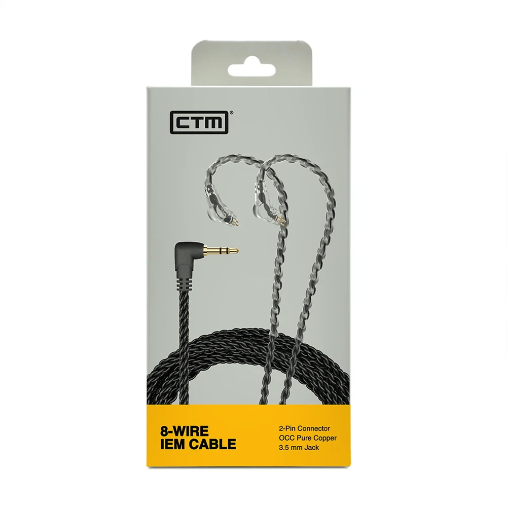 CTM 8 Wire IEM 2 Pin Standard Upgrade Cable - High Purity Copper Audio Cable for In-Ear Monitors (Clear) - Perfect for Audiophiles, Musicians & Studio Monitoring
