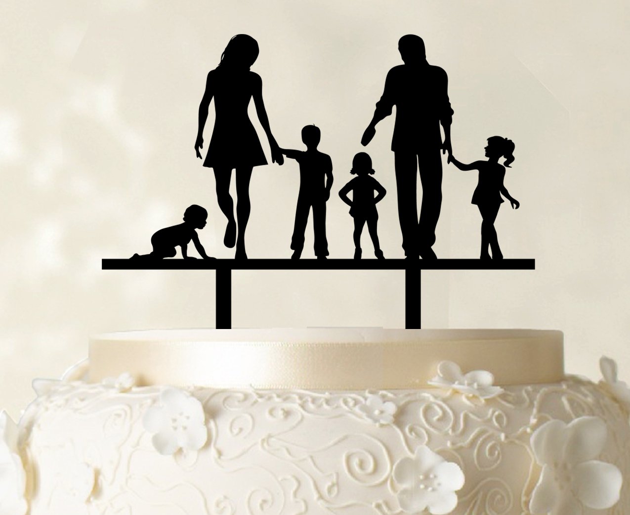 Custom Silhouette Wedding Cake Topper - Personalized Family Cake Decorations (6