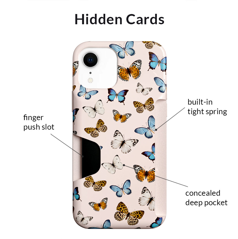 Butterfly iPhone Wallet Case - Slim Protective Phone Cover with Card Holder for iPhone 13/14/15 Pro Max - Perfect for Travel, Shopping & Everyday Use