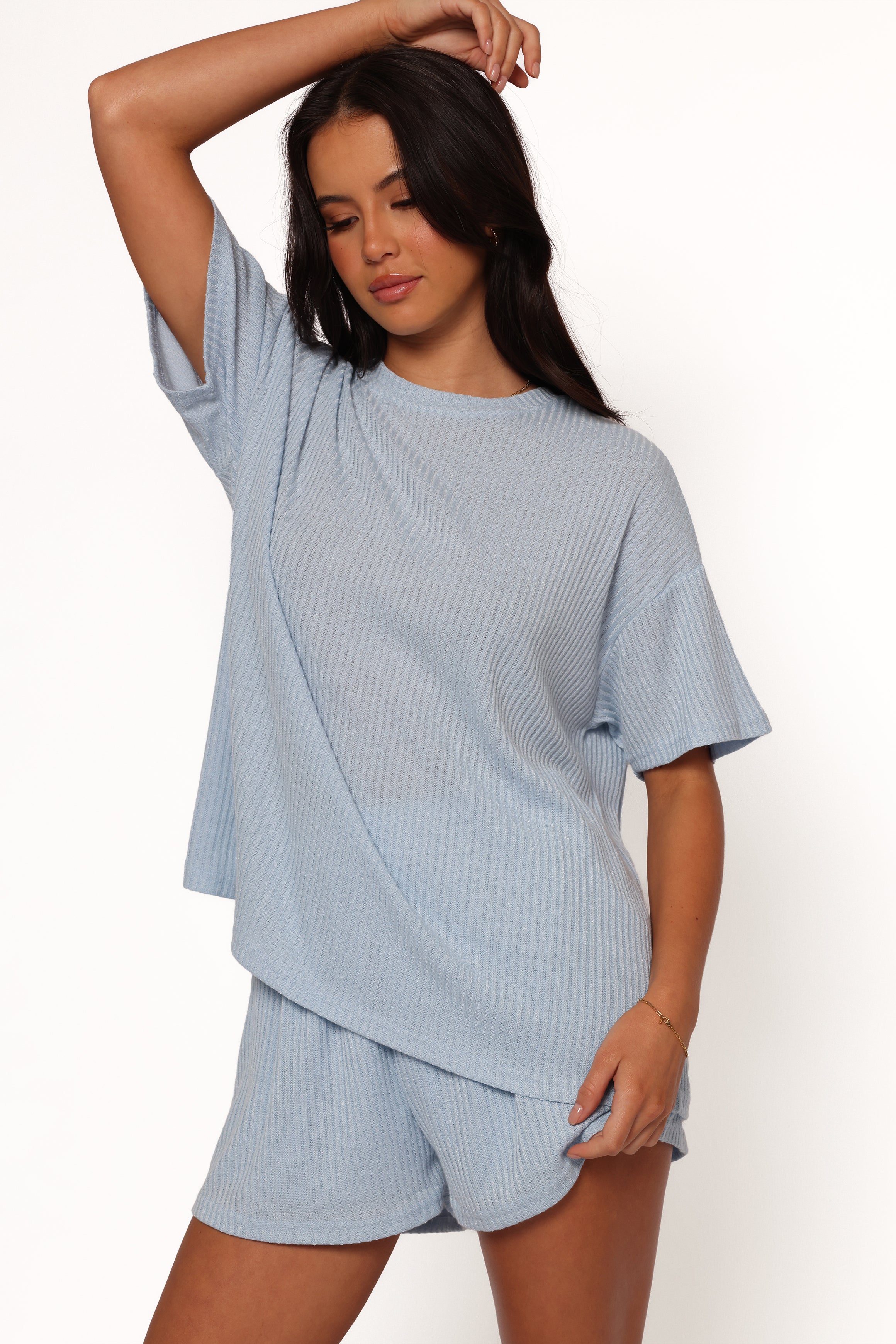 Granger Knit Short Set for Women - Soft & Comfortable Lounge Wear - Blue - Perfect for Relaxing at Home, Yoga, and Casual Outings