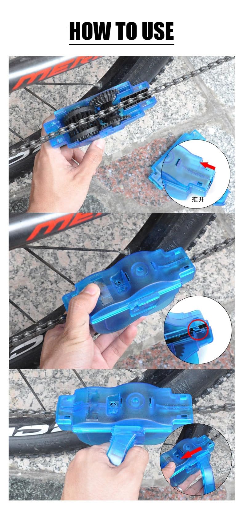 Professional Bike Chain Cleaner Kit - Heavy Duty Bicycle & Motorcycle Chain Cleaning Tool for Easy Maintenance | Perfect for Road Bikes, Mountain Bikes & Dirt Bikes