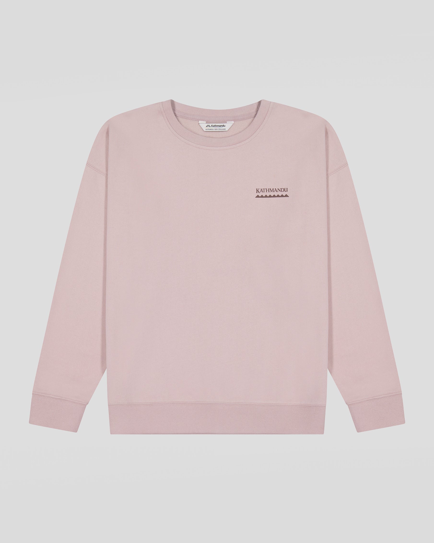Heritage Logo Slouchy Brushed Crew Sweatshirt for Women - Light Taupe | Cozy Casual Wear for Lounge, Travel & Everyday Comfort