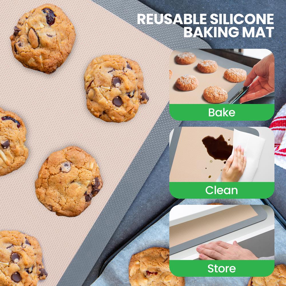Non-Stick Silicone Baking Mat for Cookies, Pastry & Bread - Reusable Oven Safe Baking Sheet for Baking, Roasting & Cooking - Perfect for Home Bakers & Professional Kitchens