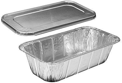 100% Recyclable Disposable Aluminum 5lb Rectangular Loaf Pans with Lids - Set of 100 | Ideal for Thanksgiving Baking, Meal Prep & Food Storage | Perfect for Bread, Meatloaf & Holiday Cooking