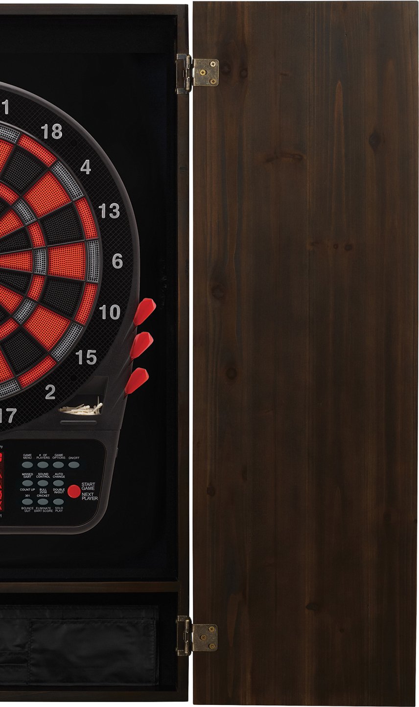 Premium Viper Metropolitan Solid Wood Dartboard Cabinet with Electronic Dartboard - Ready-to-Play Bundle Includes 2 Soft-Tip Dart Sets & Integrated Storage - Multiple Stain Options for Home Game Rooms, Bars & Man Caves