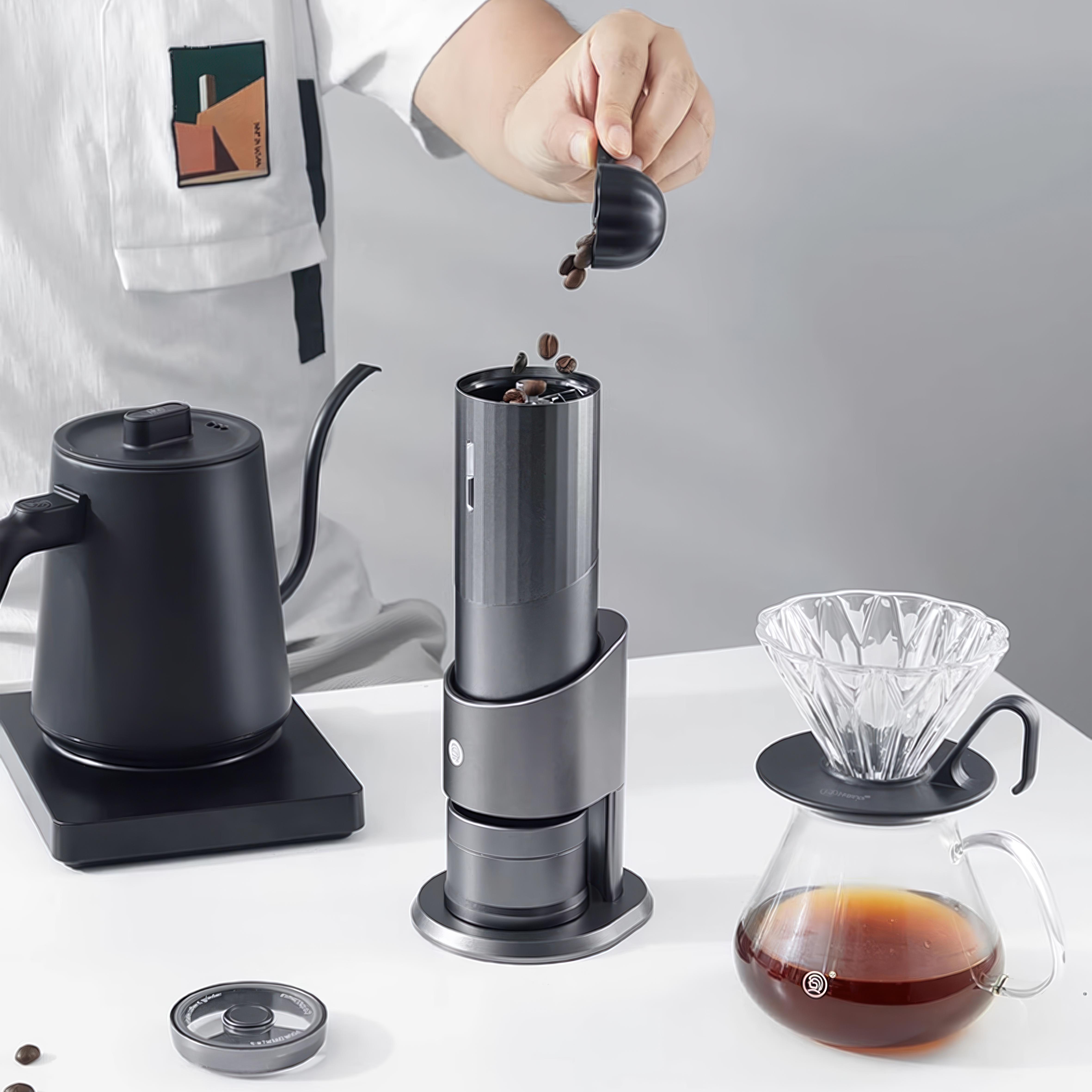 Premium Portable Coffee Grinder for Espresso, French Press & Pour Over - Electric Burr Mill with Adjustable Settings for Home, Office & Travel Use