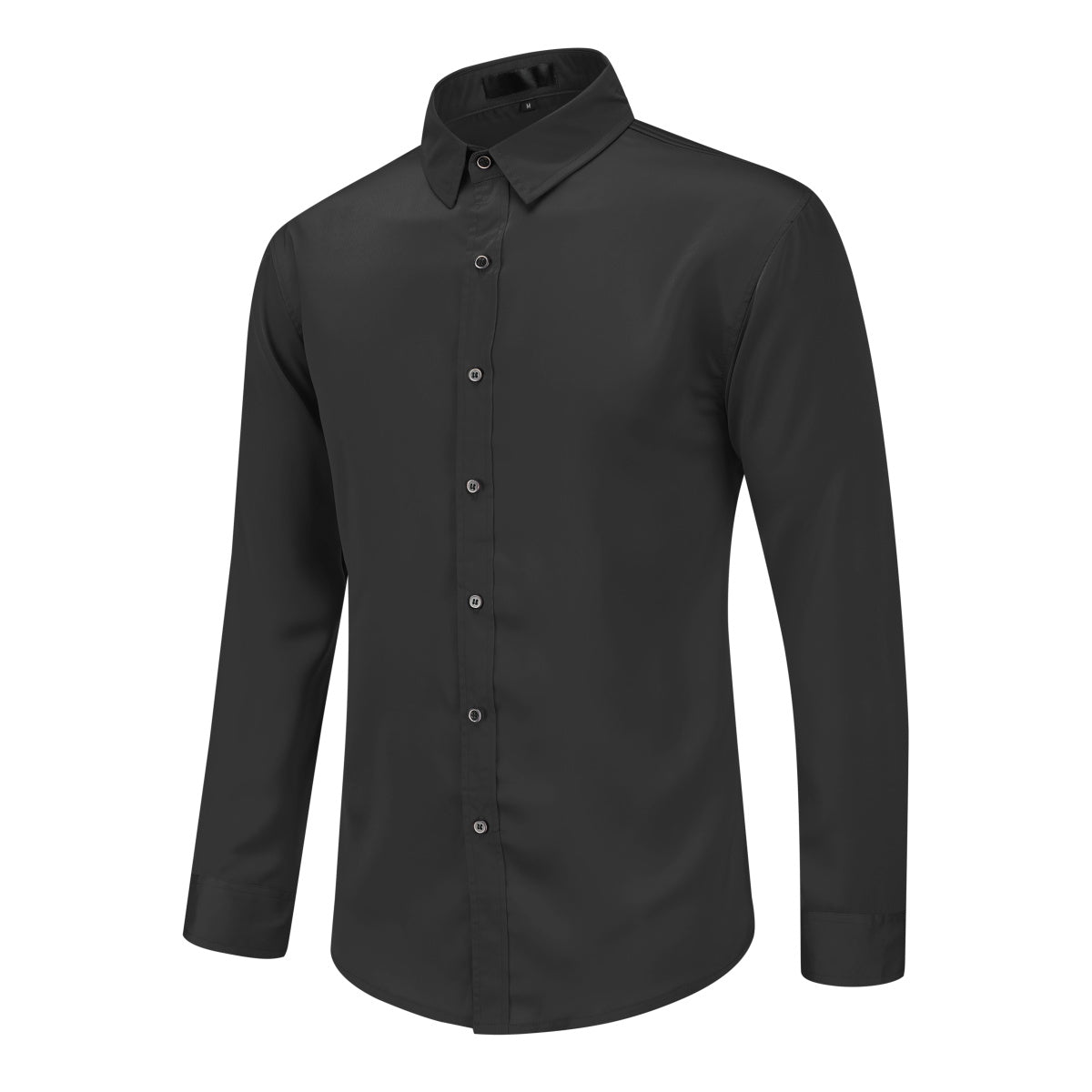 Premium Solid Color Men's Dress Shirt - Classic Black Formal Business Shirt for Office, Wedding & Special Occasions