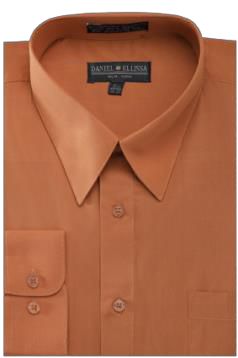 Daniel Ellissa DS3001 Rust Convertible Cuff Basic Dress Shirt for Men - Perfect for Office, Business Meetings & Formal Events
