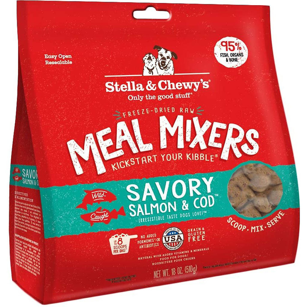 Stella & Chewy's Freeze-Dried Dog Food Topper - Grain-Free Savory Salmon & Cod Meal Mixer for Small & Large Dogs | Perfect for Kibble Boost or Raw Diet Supplement