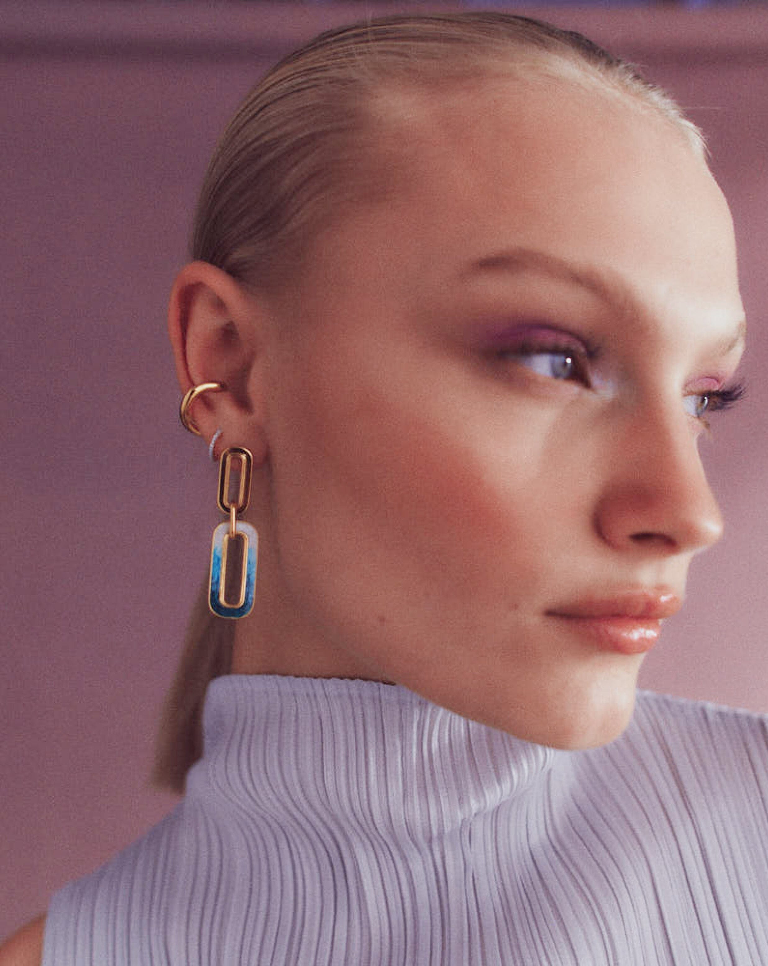 Enamel Haze Ombre Drop Hoop Earrings for Women - Trendy Handmade Dangle Statement Jewelry for Party, Wedding & Everyday Wear