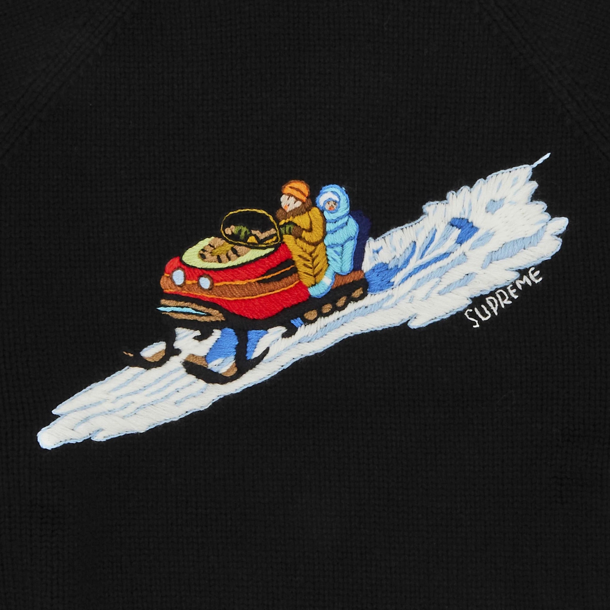 Supreme Black Knit Sweatshirt for Snowmobile Enthusiasts - Warm Winter Pullover for Outdoor Adventures & Casual Wear