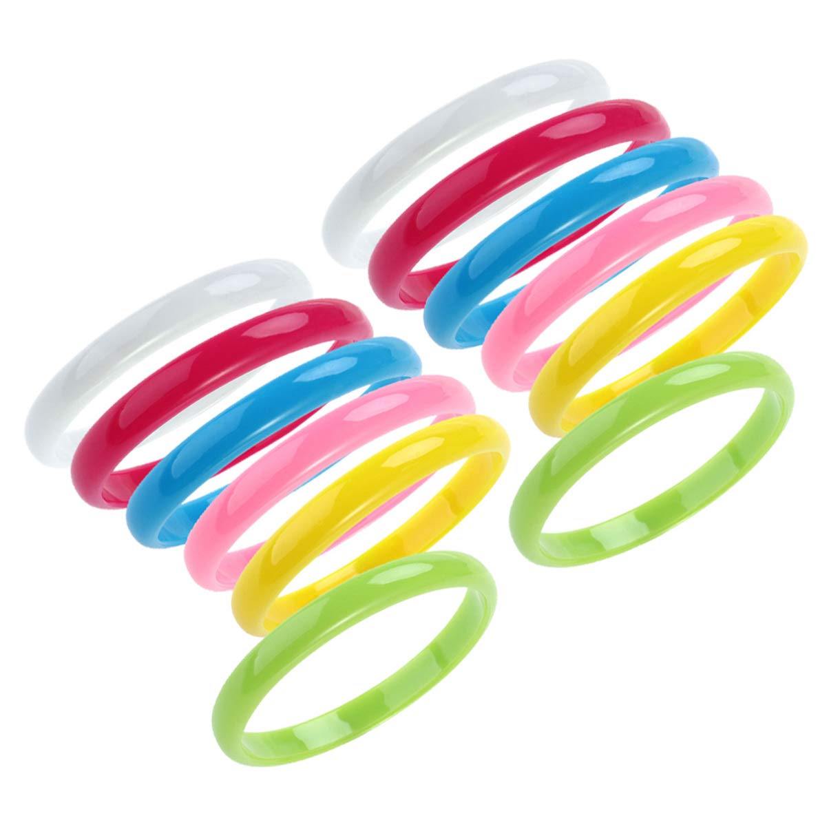 NUOBESTY 12pcs Plastic Bangle Bracelets - Colorful Candy Party Favors for Birthday, Baby Shower & Girls Accessories - Random Mixed Colors (Great for Festivals, Gifts & Fashion Jewelry)