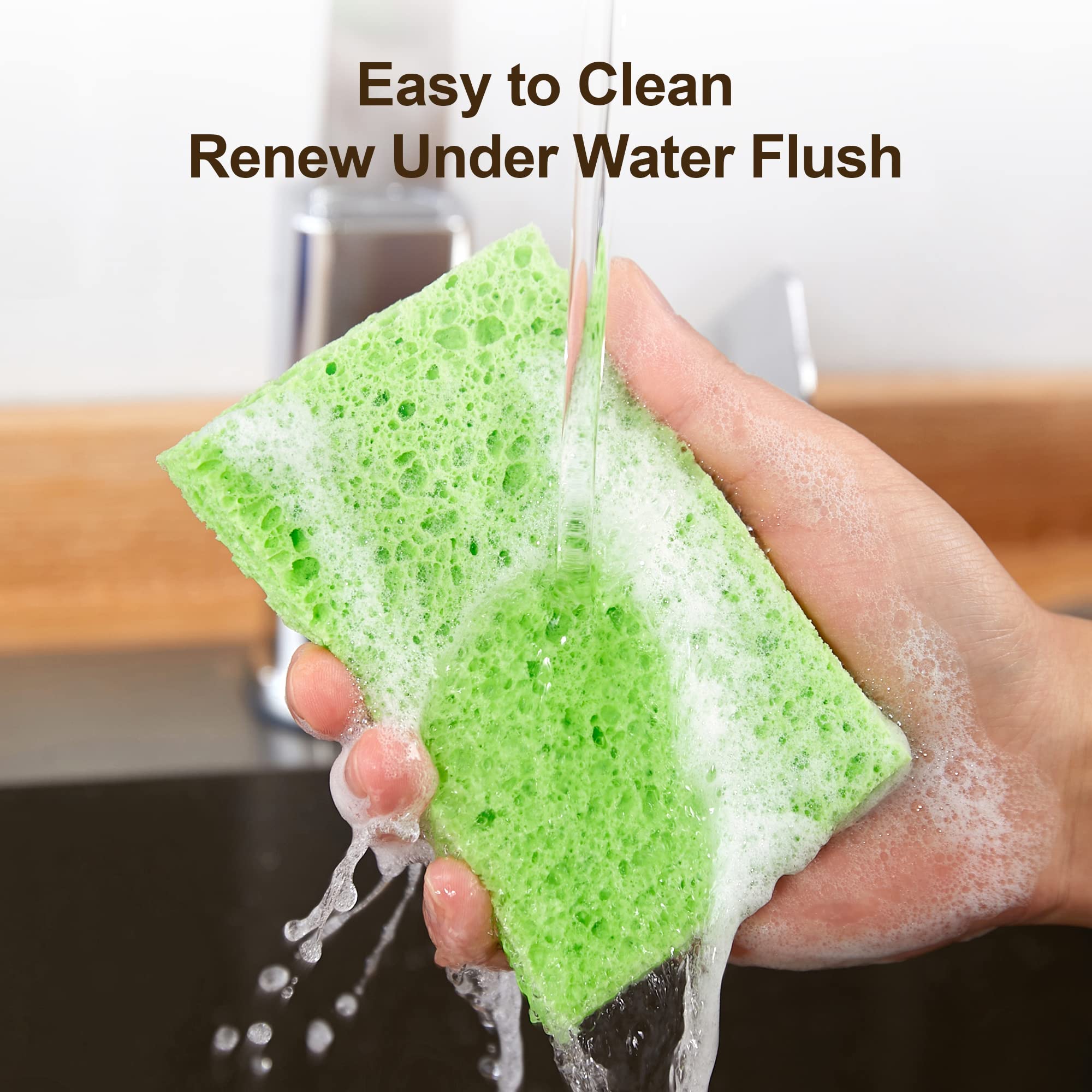 JOYMOOP Compressed Cellulose Sponges for Kitchen - 12 Pack Non-Scratch Dishwashing & Household Cleaning Sponges | Eco-Friendly, Colorful Scrub Sponges for Dishes, Countertops & Bathroom Cleaning
