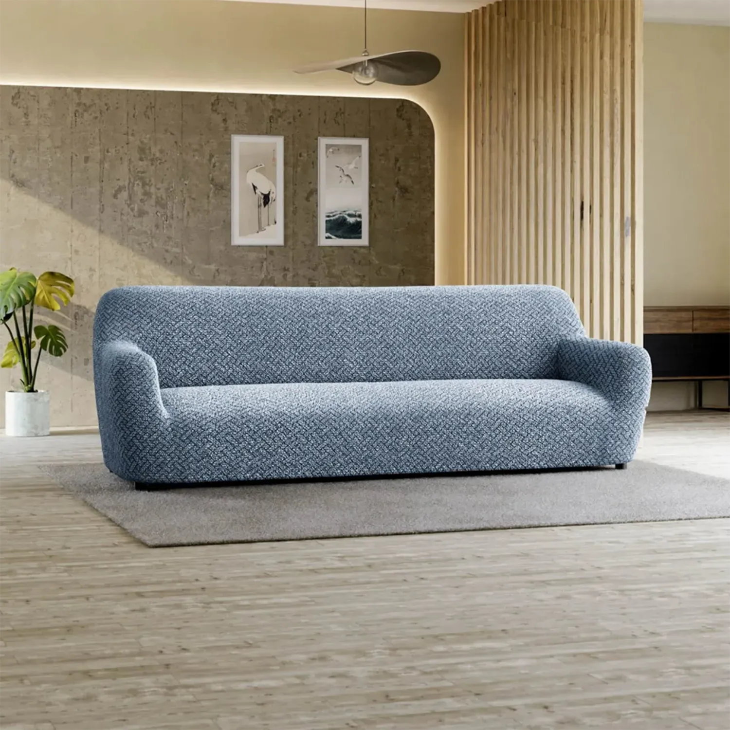 4 Seater Sofa Slipcover - Soft Microfiber Fabric with Stylish Prints - Perfect for Living Room, Family Room & Home Decor