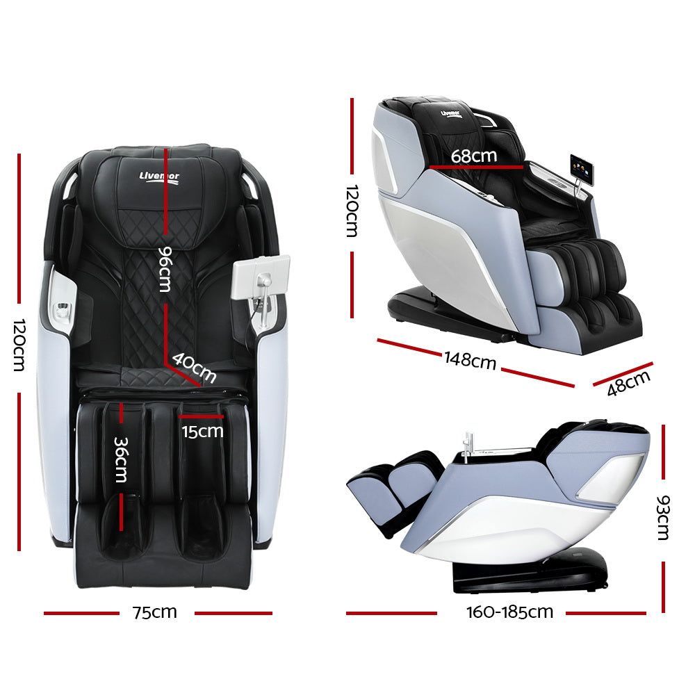 Livemor 4D Massage Chair with Electric Recliner - Full Body Shiatsu Massage for Home & Office - Perfect for Relaxation, Pain Relief & Stress Relief