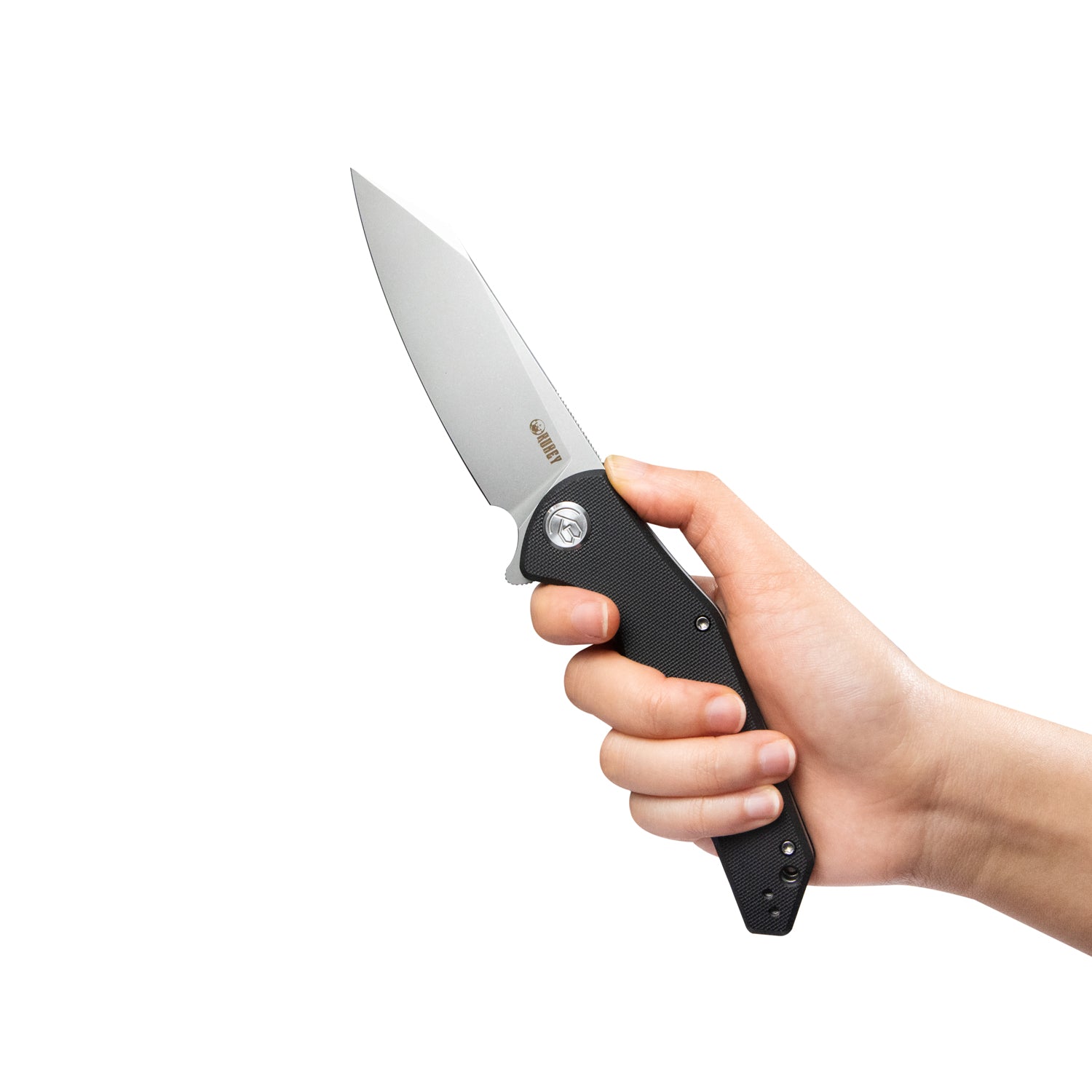 Premium Flash Liner Lock Flipper Folding Knife - Black G10 Handle, 3.82