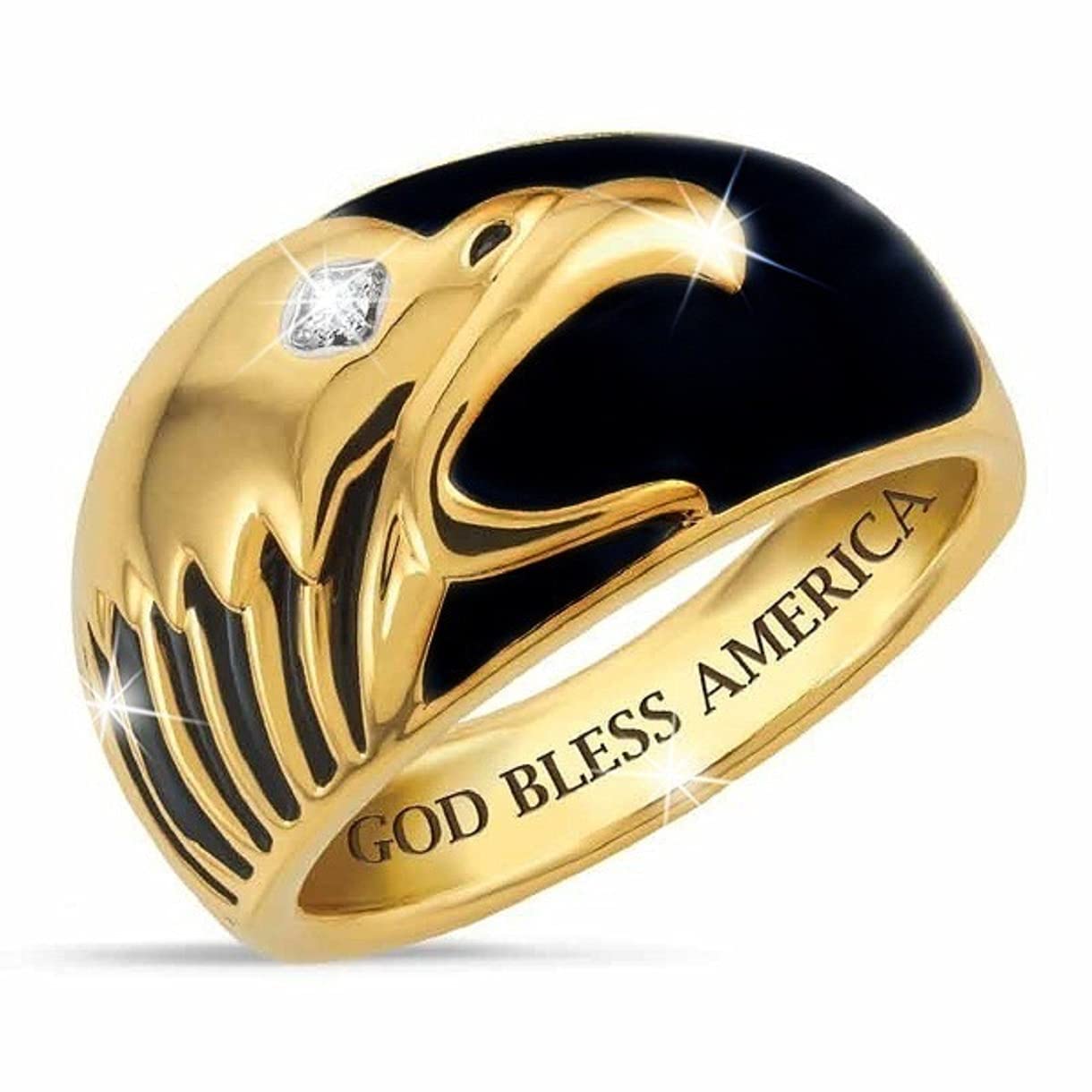 Men's Punk Gold Eagle Ring - Iced Out American Eagle Head Jewelry for Boys, Gothic Viking Hawk Ring, Retro Rock Animal Jewelry - Perfect for Parties, Concerts & Fashion Statements